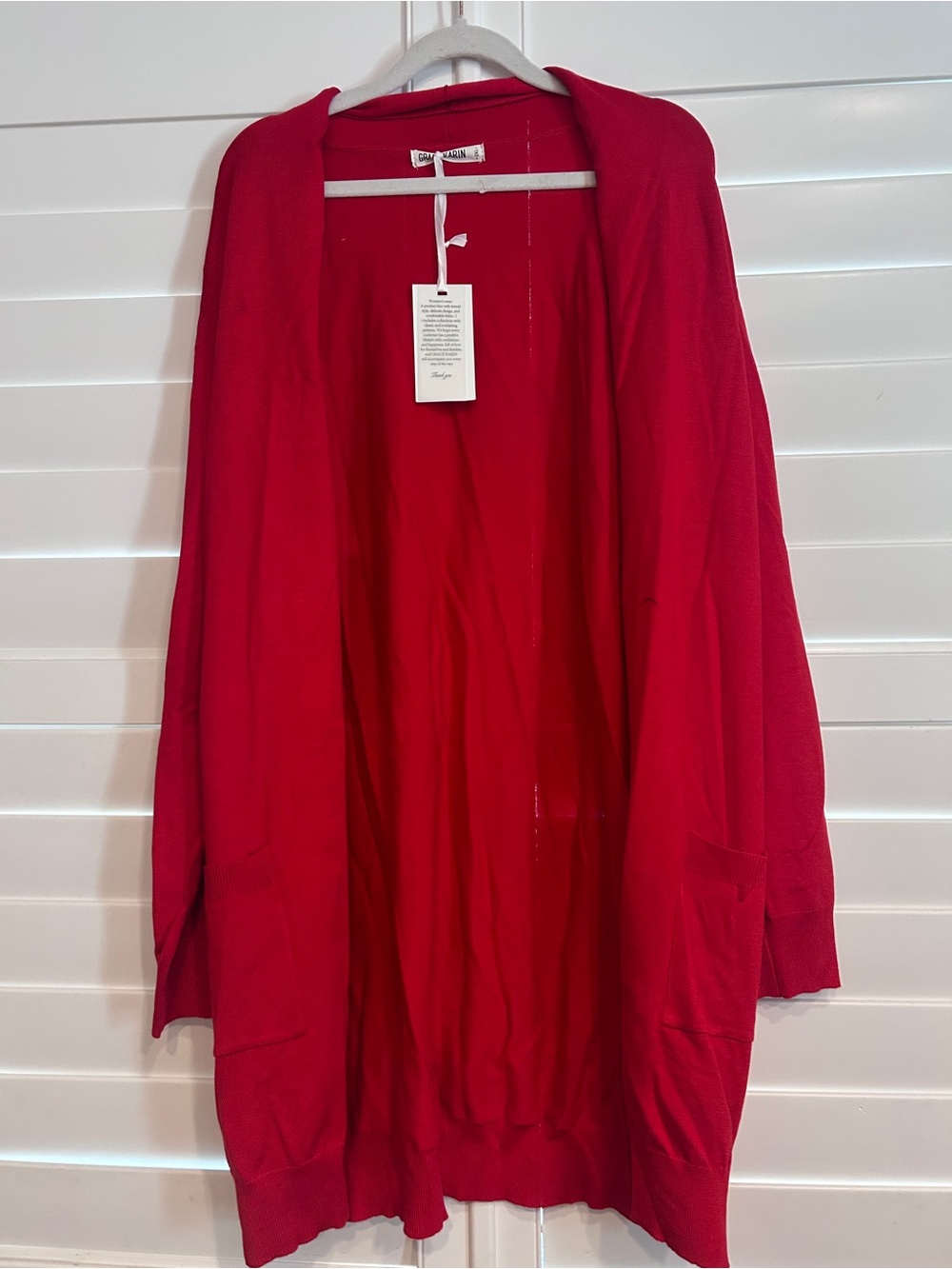 Grace Karin Longline Cardigan Sweater Red Size 2XL